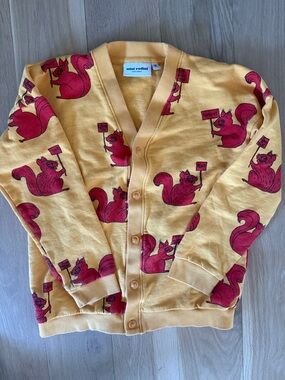 Mini Rodini Yellow Cardigan with Squirrel Motif